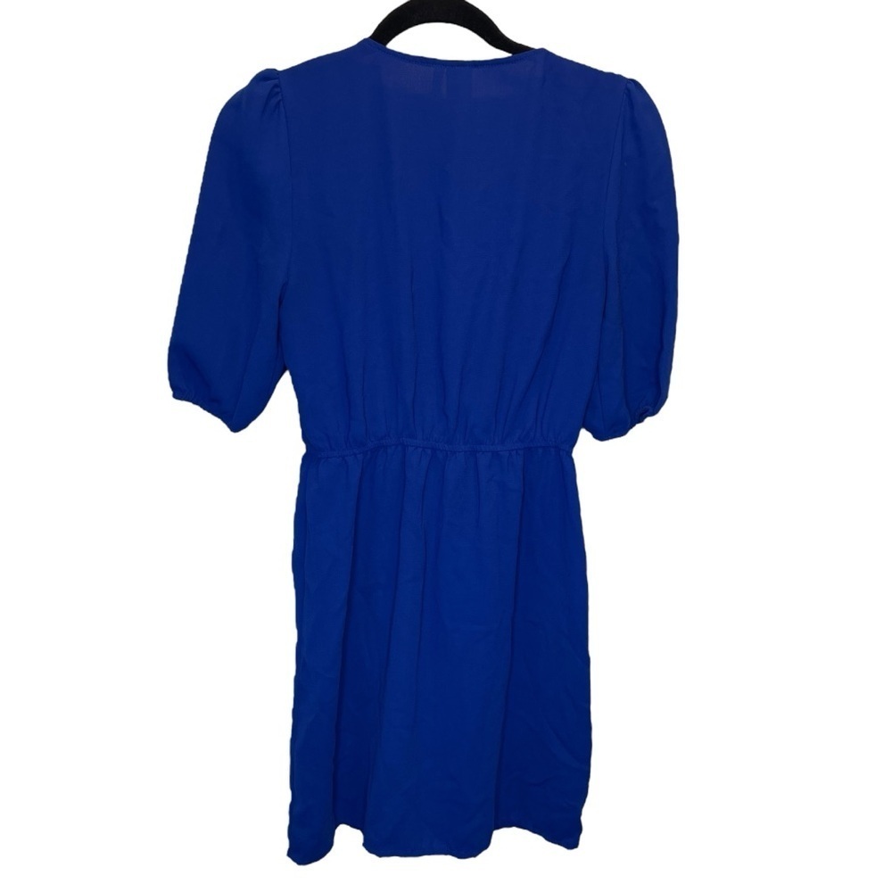 Francesca’s Birdcage Blue Zip Front Ruffle Dress Size Small - Picture 5 of 5